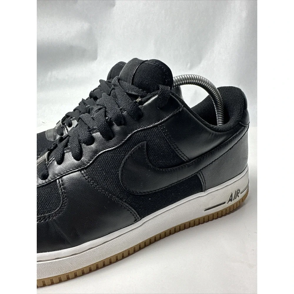 Men's NIKE AIR FORCE 1 (315122-043) Black Fabric & Leather Low Top Sneaker Sz 11